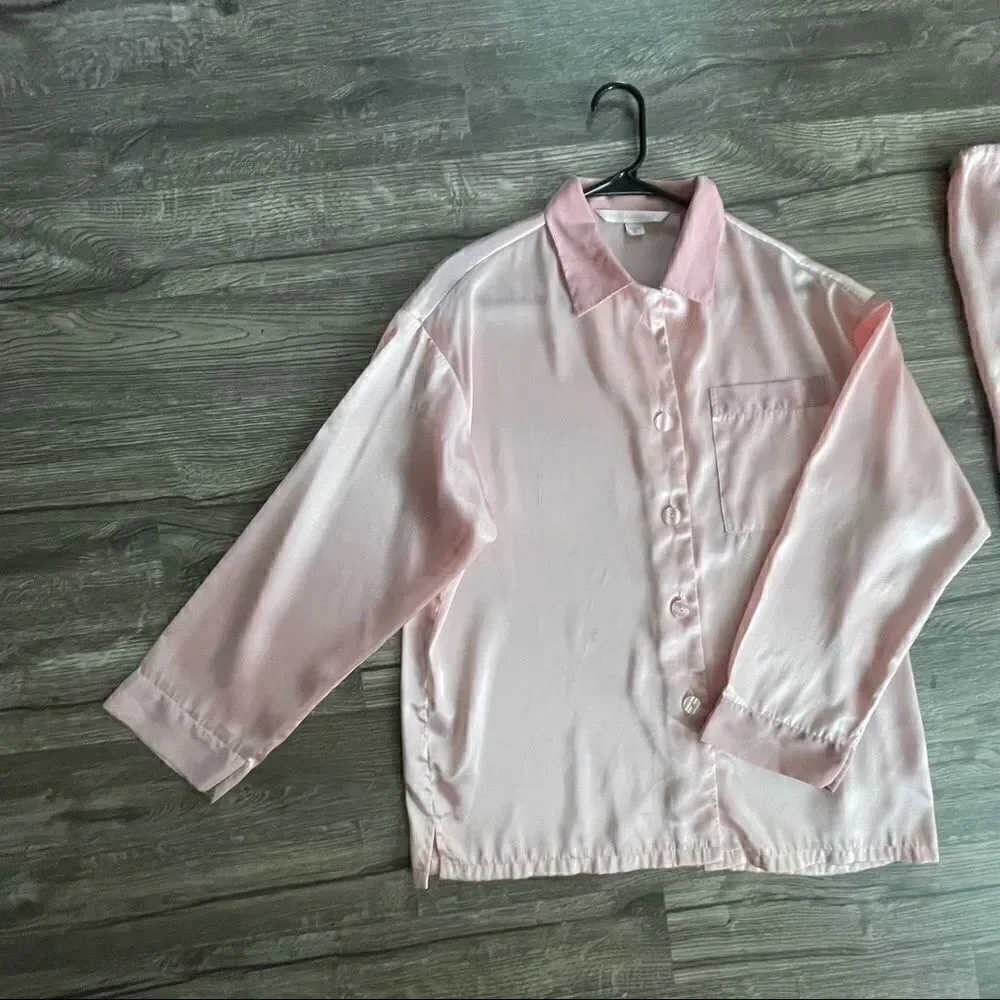 VICTORIA’S SECRET Vintage Light Baby Blush Pink Satin Pajama Pants Set